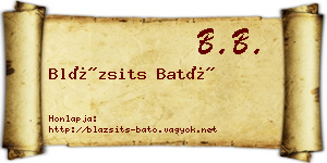 Blázsits Bató névjegykártya